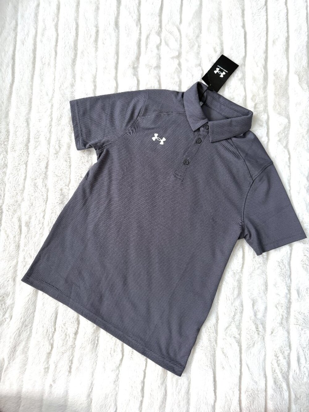 NWT Kids Under Armour Active Polo (Gray) M